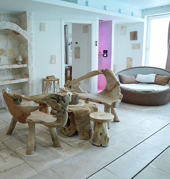 Vue intérieure du spa privatif wellness Apulia Tubize